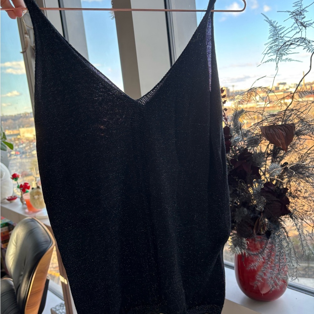 Black Sparkly Wool Top